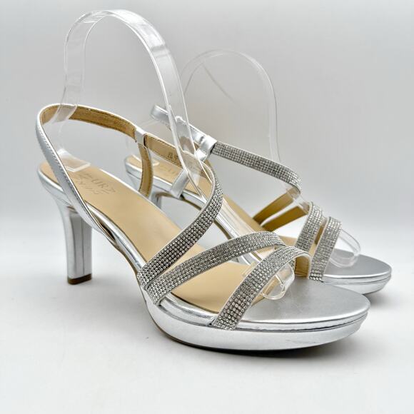 Naturalizer Womens Brenta2 Platform Heel Sandal US 9.5 M EU 40.5 Silver NWOB - Picture 6 of 14